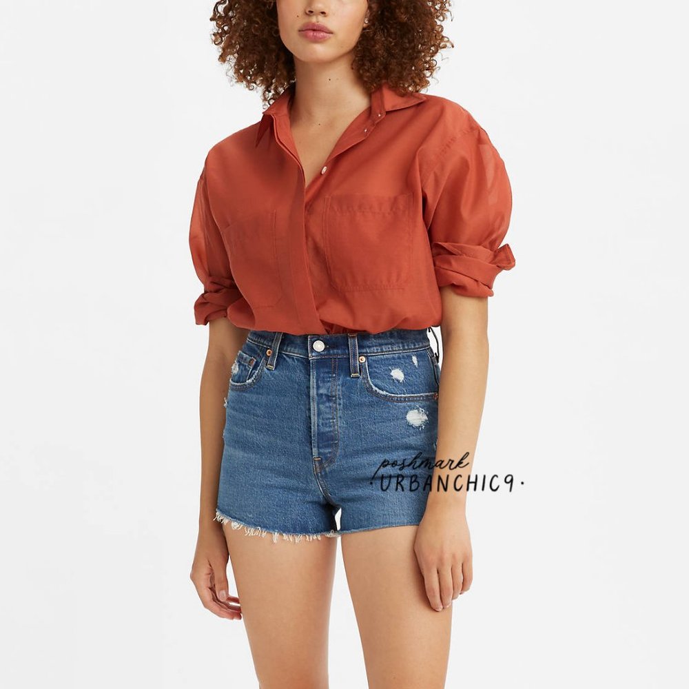 NWT LEVI'S Ribcage Cutoff Shorts Medium Destroyed size 27